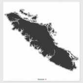バンクーバー島の詳細な輪郭地図 シール (シート)