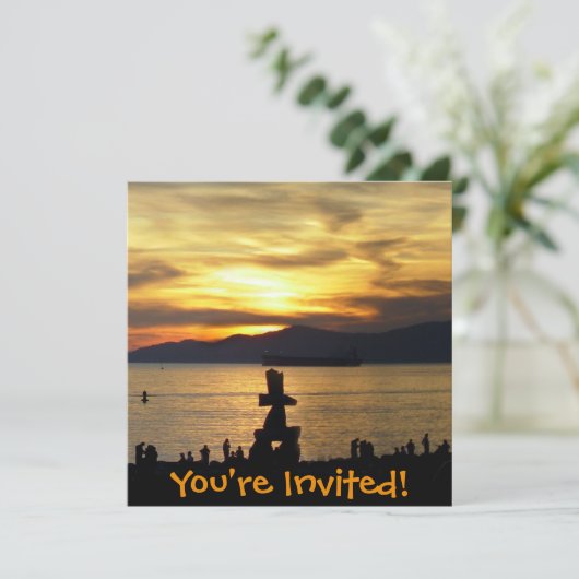 バンクーバー招待状パーソナライズされたバンクーバーRSVP 招待状 (スタンド正面)