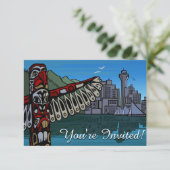 バンクーバー招待状パーソナライズされたバンクーバーRSVP 招待状 (スタンド正面)