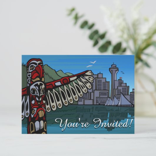 バンクーバー招待状パーソナライズされたバンクーバーRSVP 招待状 (スタンド正面)
