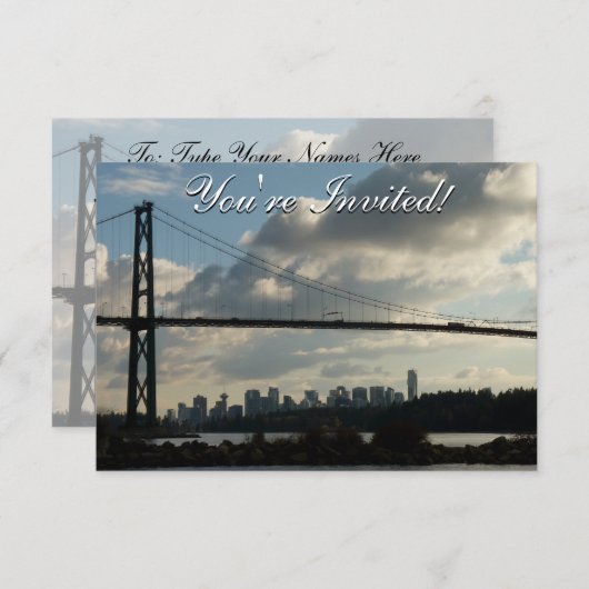 バンクーバー招待状パーソナライズされたバンクーバーRSVP 招待状 (正面/裏面)