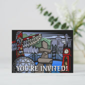 バンクーバー招待状パーソナライズされたバンクーバーRSVP 招待状 (スタンド正面)