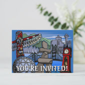 バンクーバー招待状パーソナライズされたバンクーバーRSVP 招待状 (スタンド正面)