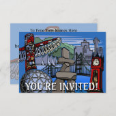 バンクーバー招待状パーソナライズされたバンクーバーRSVP 招待状 (正面/裏面)