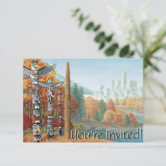 バンクーバー招待状パーソナライズされたバンクーバーRSVP 招待状 (スタンド正面)