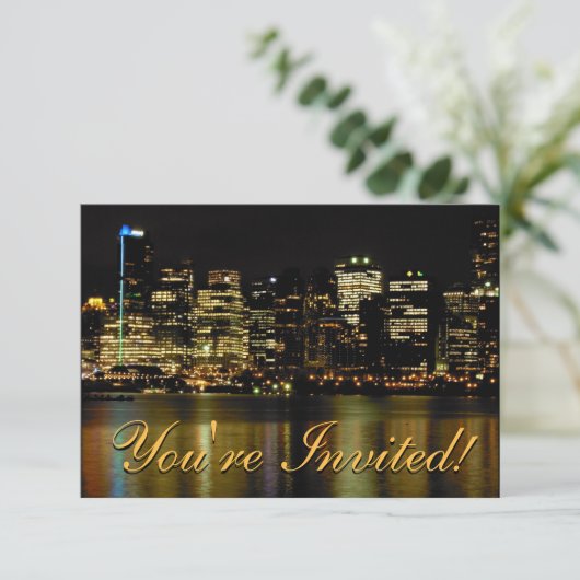 バンクーバー招待状パーソナライズされたバンクーバーRSVP 招待状 (スタンド正面)