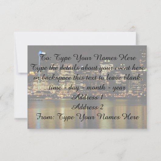 バンクーバー招待状パーソナライズされたバンクーバーRSVP 招待状 (裏面)