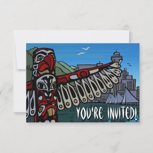 バンクーバー招待状パーソナライズされたバンクーバーRSVP 招待状 (正面)