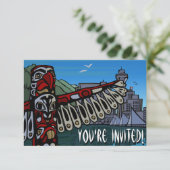 バンクーバー招待状パーソナライズされたバンクーバーRSVP 招待状 (スタンド正面)