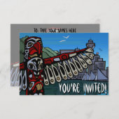 バンクーバー招待状パーソナライズされたバンクーバーRSVP 招待状 (正面/裏面)