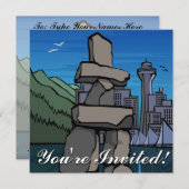 バンクーバー招待状パーソナライズされたバンクーバーRSVP 招待状 (正面/裏面)