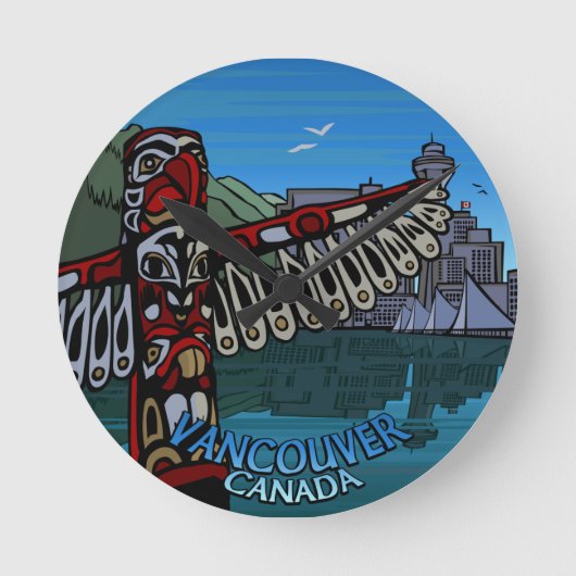バンクーバー時計ギフトデコバンクーバーウォールクロック ラウンド壁時計 (正面)