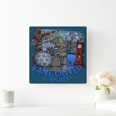 バンクーバー時計ギフトデコール最初の国の時計 スクエア壁時計 (ホーム)