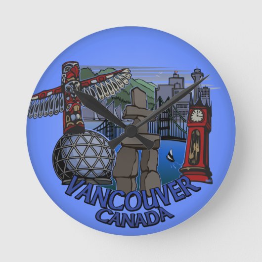 バンクーバー時計ギフトデコール最初の国の時計 ラウンド壁時計 (正面)