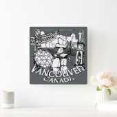 バンクーバー時計贈答品デコーファーストネーションズ時計 スクエア壁時計 (ホーム)