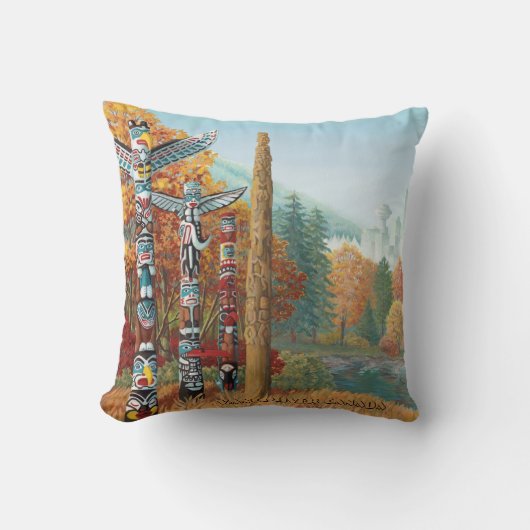バンクーバー装飾用クッショントーテムポールアートピロー クッション (正面)