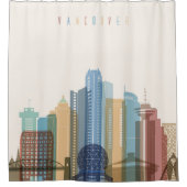 バンクーバー、カナダ|都市スカイライン シャワーカーテン (正面)