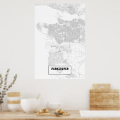 バンクーバー、ブリティッシュコロンビア（黒いオンホワイト） ポスター (キッチン)