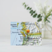 バンクーバー、地図のカナダに置かれるピンの地図を描いて下さい ポストカード (スタンド正面)