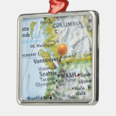 バンクーバー、地図のカナダに置かれるピンの地図を描いて下さい メタルオーナメント (左)