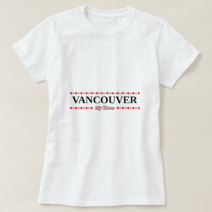 バンクーバー-私の家(ピンク及び赤いハート) Tシャツ