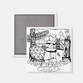 バンクーバーBCお土産マグネットのボタンとギフト マグネット (正面/裏面)