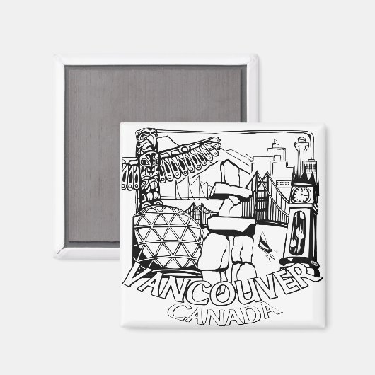 バンクーバーBCお土産マグネットのボタンとギフト マグネット (正面/裏面)