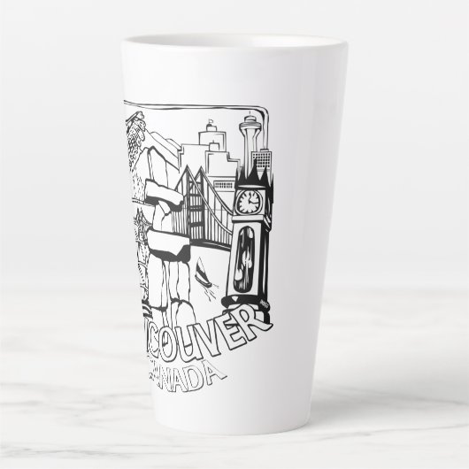 バンクーバーBCカナダのコーヒーカップマグカップ&グラス カフェラテマグ (正面)