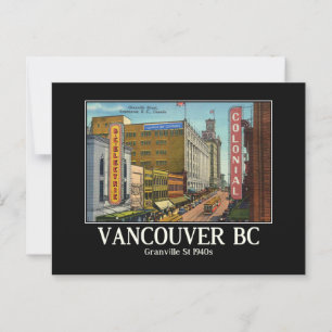 バンクーバーBCカナダGranville St 1940s ポストカード