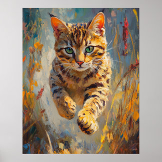 バングラデシュの猫の芸術 跳躍する ポスター