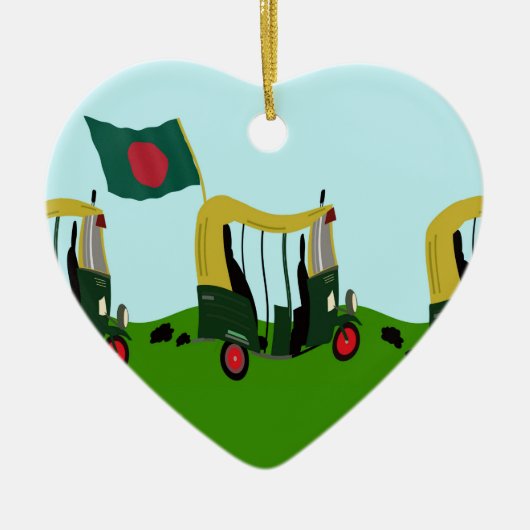 バングラデシュの自動車リクシャー セラミックオーナメント (正面)