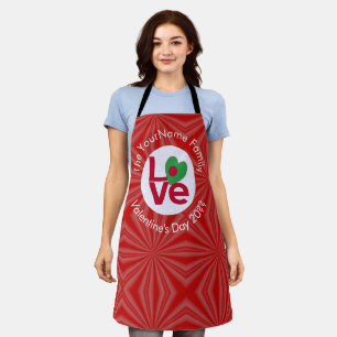バングラデシュの赤いLOVE旗 カスタマイズ可能 エプロン