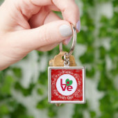 バングラデシュの赤いLOVE旗 カスタマイズ商品 キーホルダー (手)