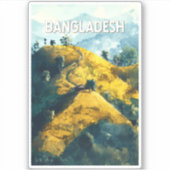 バングラデシュイラストレーション旅行芸術ヴィンテージ シール (正面)