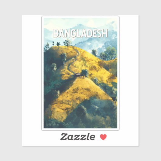 バングラデシュイラストレーション旅行芸術ヴィンテージ シール (シート)