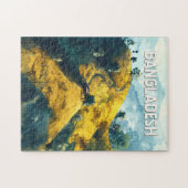 バングラデシュイラストレーション旅行芸術ヴィンテージ ジグソーパズル (横)