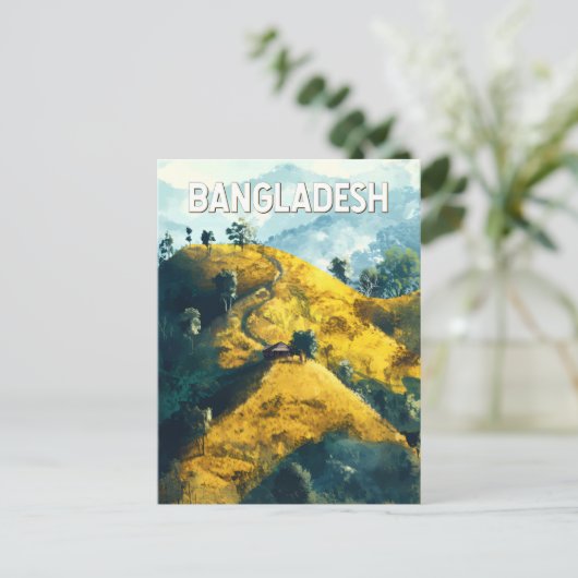 バングラデシュイラストレーション旅行芸術ヴィンテージ ポストカード (スタンド正面)