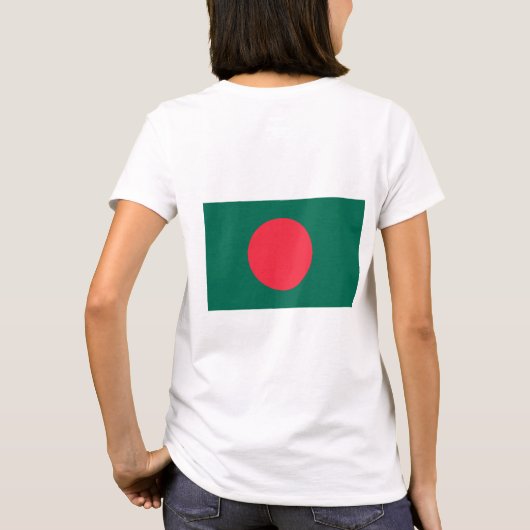 バングラデシュ国旗を掲げた女性フリースのジップジョガー Tシャツ (裏面)