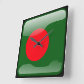 バングラデシュ国旗 スクエア壁時計 (傾斜)