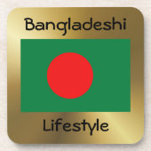 バングラデシュ国旗+文字コースター コースター (正面)