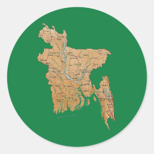 バングラデシュ地図ステッカー ラウンドシール