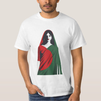 バングラデシュ女性のサリー – 国旗カラーTシャツ Tシャツ