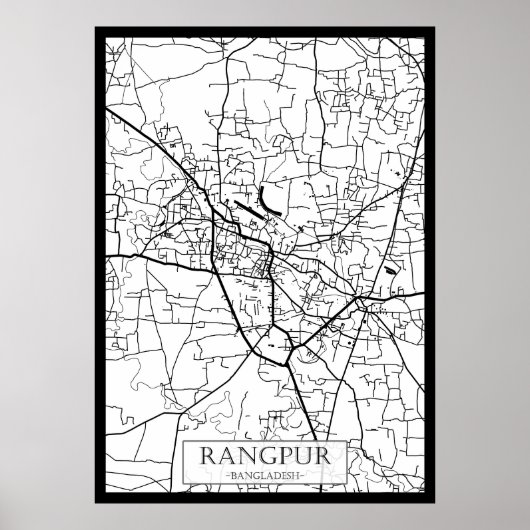 バングラデシュ・ラングプール市街地図 ポスター (正面)