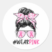 バングレス衣服ピンクキュート乳がん認識度 ラウンドシール (正面)