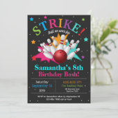 バング ボウリング ピン 誕生日 パーソナライズ RSVP 招待状 (スタンド正面)