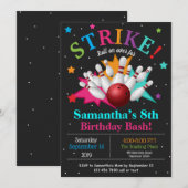 バング ボウリング ピン 誕生日 パーソナライズ RSVP 招待状 (正面/裏面)