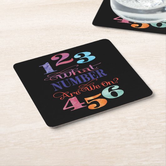 バンコおもしろいー何番だ?水彩画 スクエアペーパーコースター (アングル)