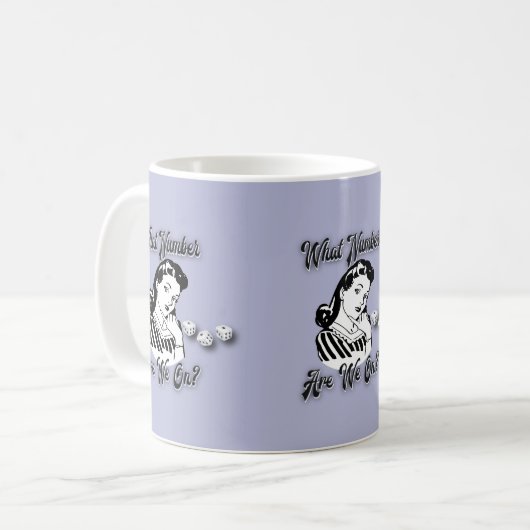 バンコおもしろい賞受賞マグブルー何番だ? コーヒーマグカップ (正面左)