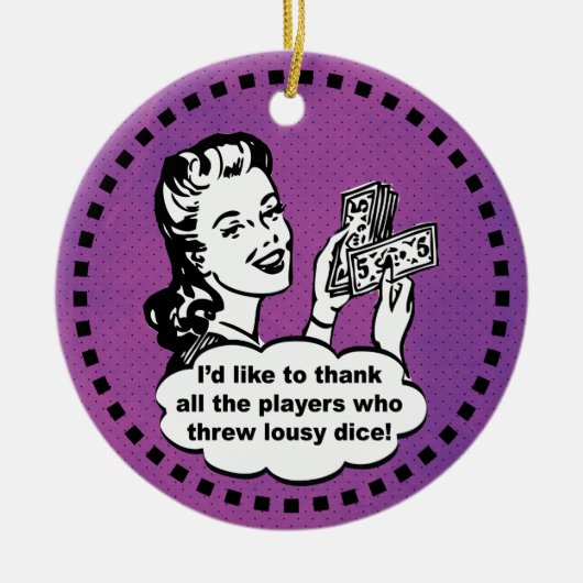 バンコおもしろい選手が優勝したパープルヴィンテージ セラミックオーナメント (正面)