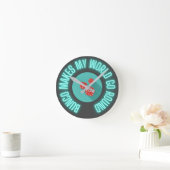 バンコが私の世界をネオンに ラウンド壁時計 (ホーム)